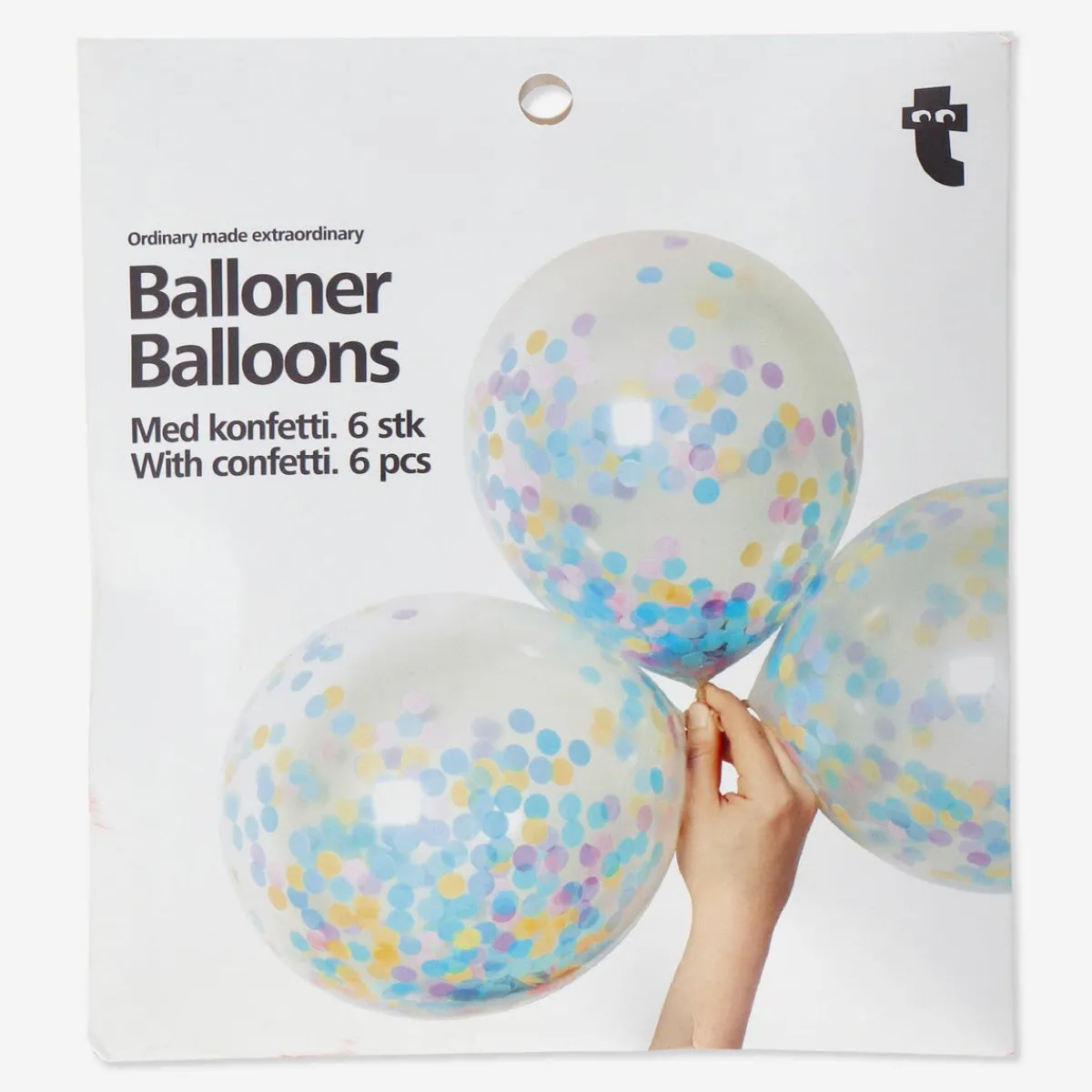 Flying Tiger Ballonger med konfetti. 6 st^ Födelsedag|Ballonger