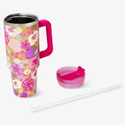 Flying Tiger Dricksglas med blommigt tryck - 1,2 L^ Matlådor & Dricksflaskor|Gåvor För Vuxna