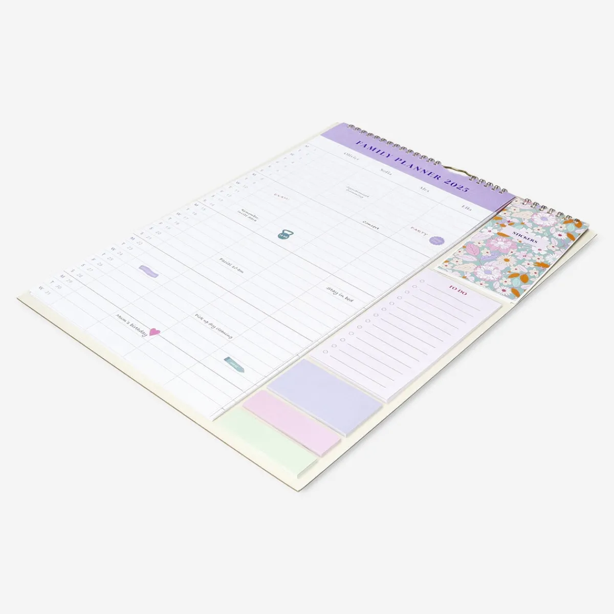 Flying Tiger Familjeplanerare med blommor 2025 - Engelska^ Anteckningsböcker & Bullet Planners|Kalendrar