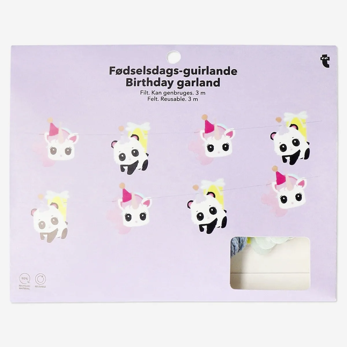 Flying Tiger Födelsedagsgirlang med filtdjur - 300 cm^ Födelsedag|Festdekorationer