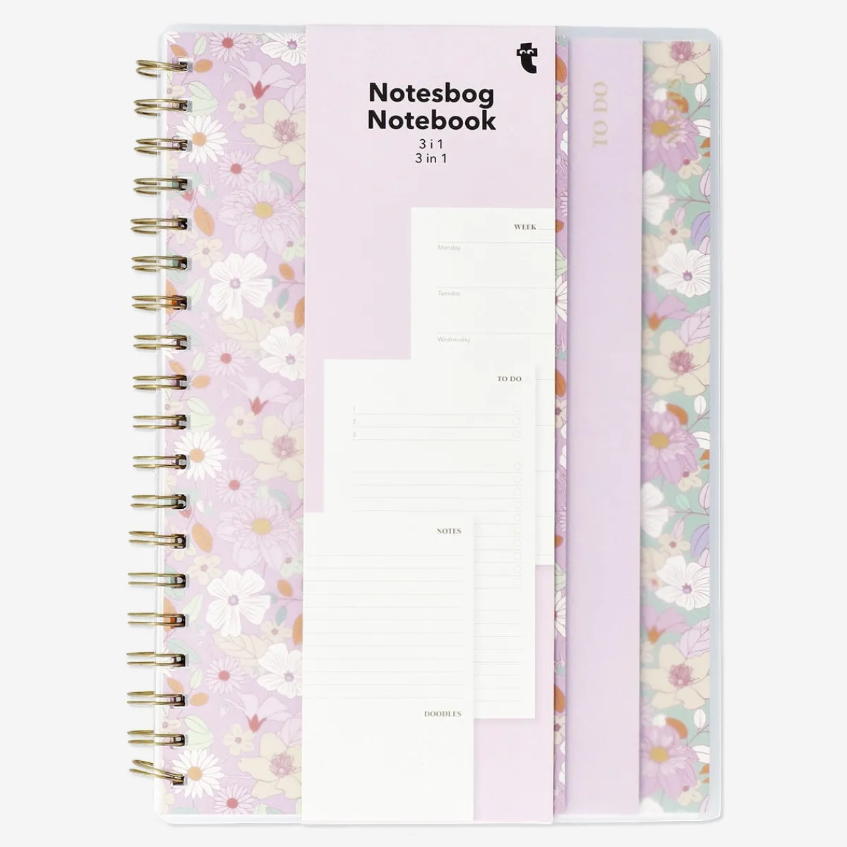 Flying Tiger Floral 3-i-1 anteckningsbok - Engelska^ Anteckningsböcker & Bullet Planners