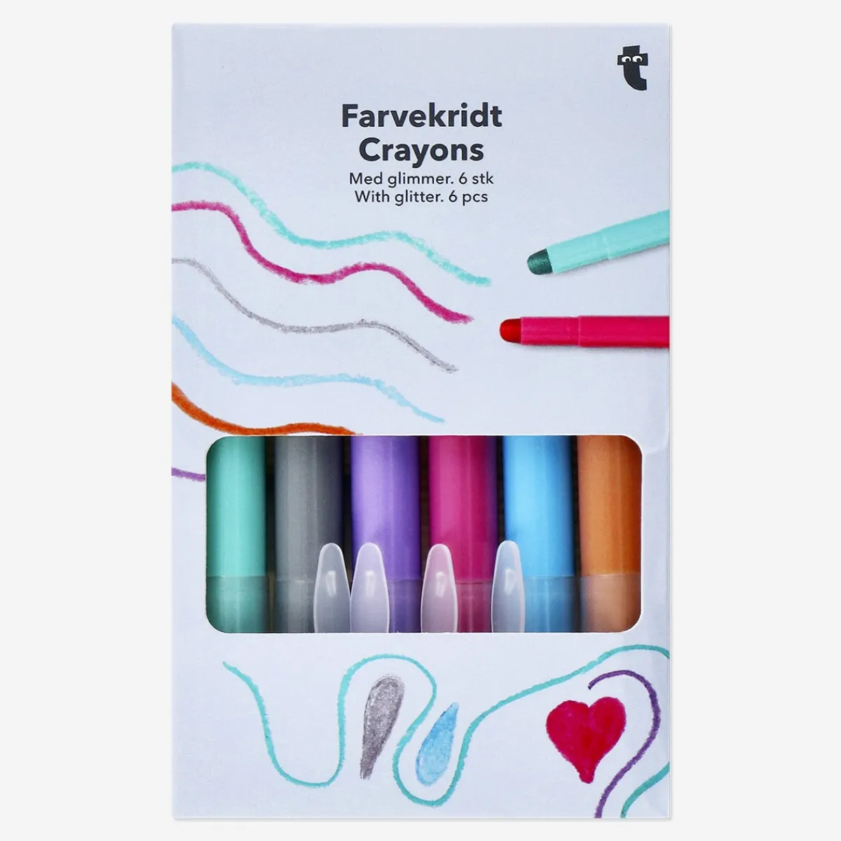 Flying Tiger Gel Glitter Crayons - 6 st^Barn Färg & Pennor|Gåvor För Barn