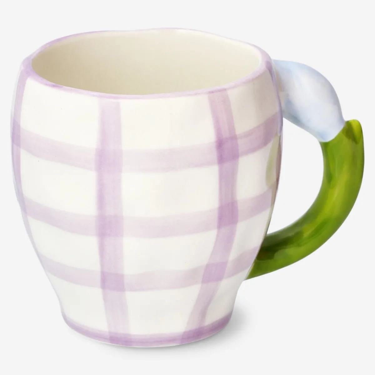 Flying Tiger Mugg med blomhandtag och rutor - 450 ml^ Midsommar|Bordsserviser