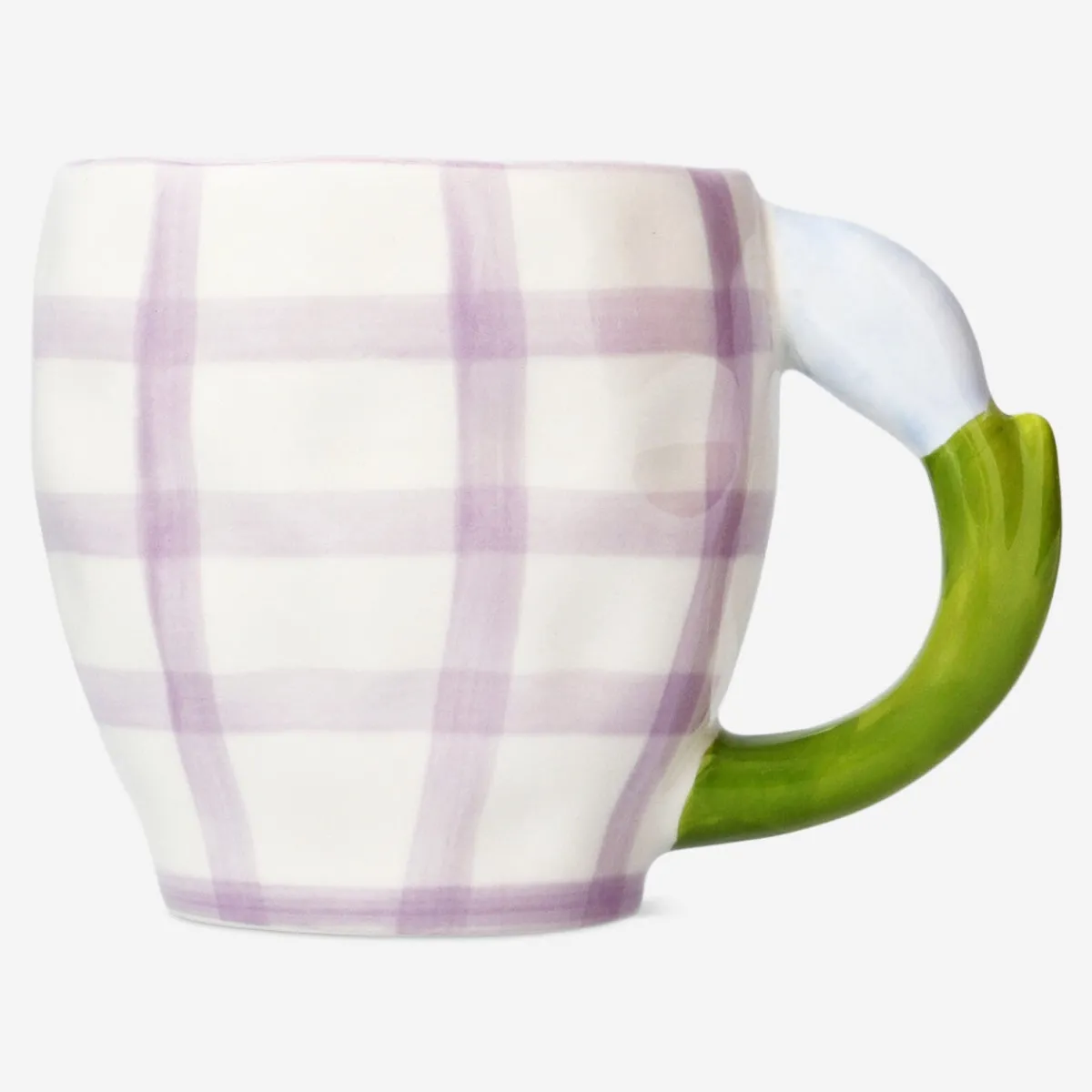 Flying Tiger Mugg med blomhandtag och rutor - 450 ml^ Midsommar|Bordsserviser