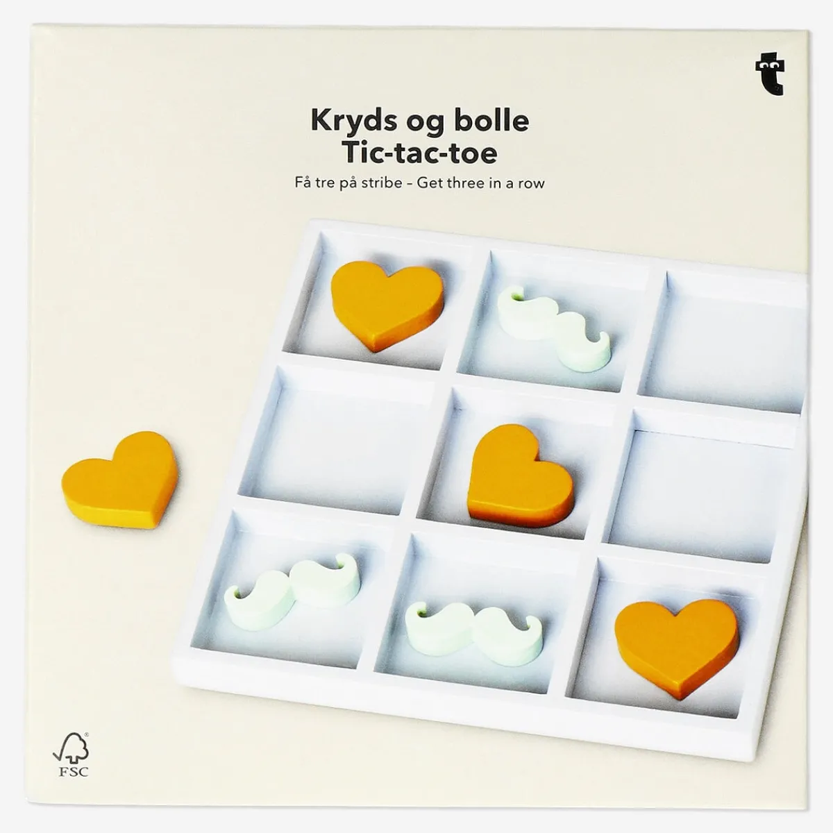 Flying Tiger Tic-tac-toe mustasch- och hjärt-tema^Barn Familjespel|Traditionella Brädspel