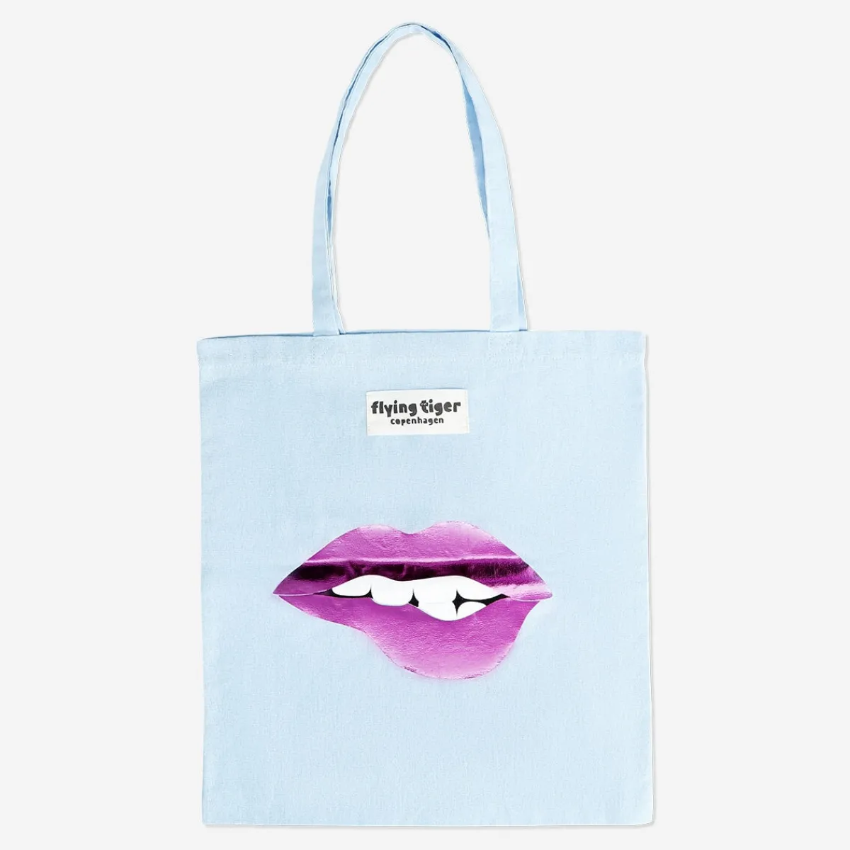 Flying Tiger Tote Bag med läppar^ Tygpåsar