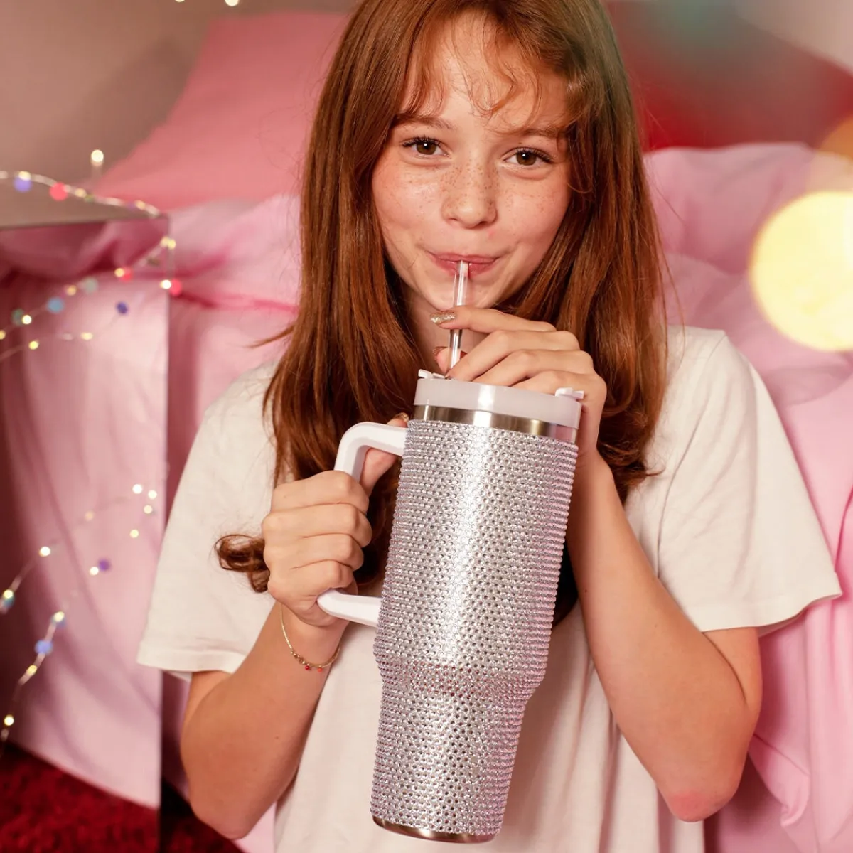 Flying Tiger Tumbler med gnistrande stenar - 1200 ml^ Matlådor & Dricksflaskor|Julklappar Till Tonåringar